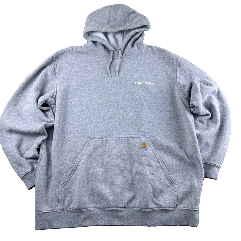 Carhartt K121 Hooded Sweatshirt Hoodie XL Loose Fit Gray Wirth Company Logo
